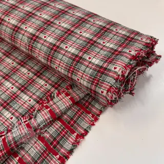 Dekostoff jacquard Villars ecru rouge