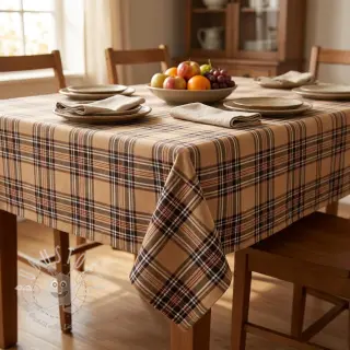 Dekostoff Ecossais beige coffee