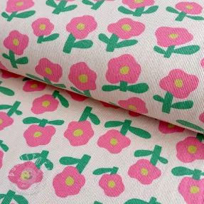 Jersey RIB JENNIFER BOURON Flowers natural pink ORGANIC