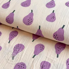 Double gauze/musselin Pears lavender by JENNIFER BOURON ORGANIC