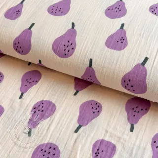 Double gauze/musselin Pears lavender by JENNIFER BOURON ORGANIC