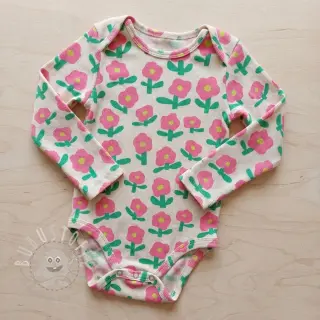 Jersey RIB JENNIFER BOURON Flowers natural pink ORGANIC
