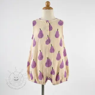 Double gauze/musselin Pears lavender by JENNIFER BOURON ORGANIC