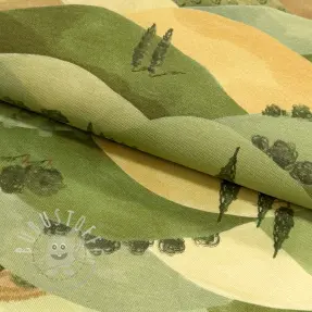 Dekostoff premium Tree hill scene digital print