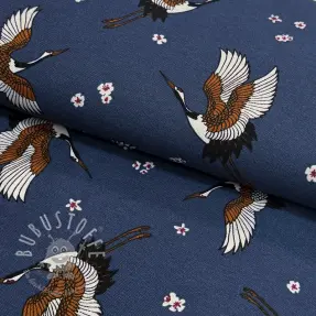 Dekostoff premium Crane blossom sky