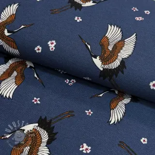 Dekostoff premium Crane blossom sky