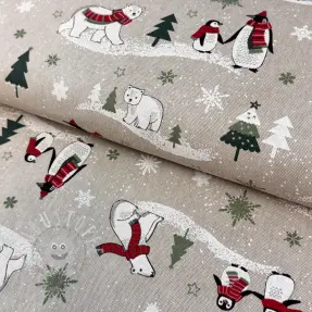 Dekostoff Linenlook Little penguin red