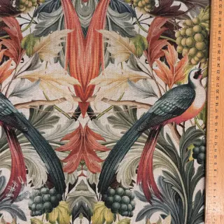 Dekostoff Linenlook Leafy paradise bird digital print