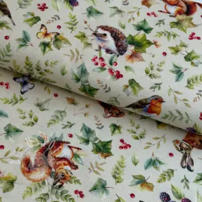 Dekostoff premium Animal forest dream beige digital print