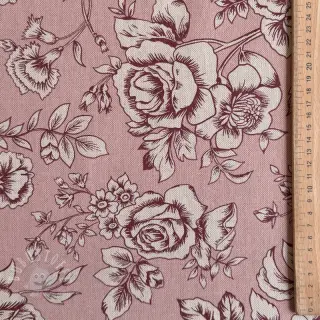 Dekostoff Linenlook Elegant rose bloom wine