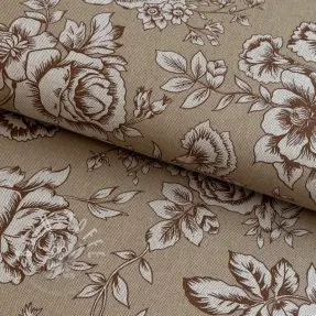 Dekostoff Linenlook Elegant rose bloom yellow