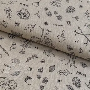 Dekostoff Linenlook Wander woods doodle