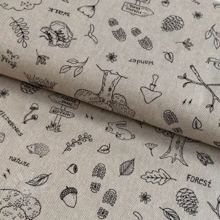 Dekostoff Linenlook Wander woods doodle