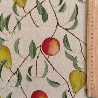Dekostoff Linenlook Apple pear branch digital print