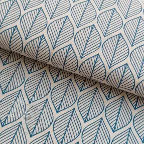 Dekostoff Linenlook Leaf line minimalist denim