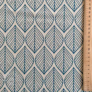 Dekostoff Linenlook Leaf line minimalist denim