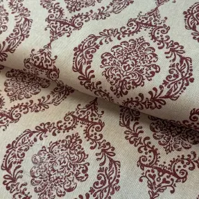 Dekostoff Linenlook Baroque damask charm wine