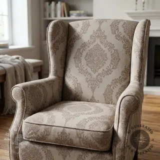 Dekostoff Linenlook Baroque damask charm taupe