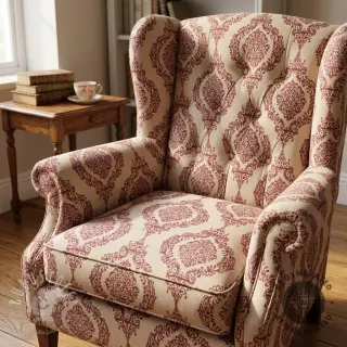 Dekostoff Linenlook Baroque damask charm wine