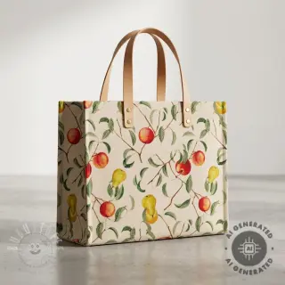 Dekostoff Linenlook Apple pear branch digital print
