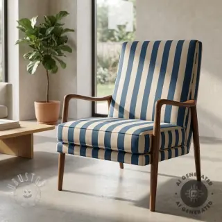 Dekostoff Linenlook Joyful basic stripe denim