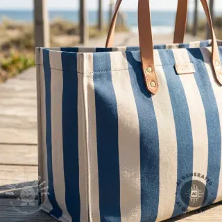 Dekostoff Linenlook Joyful basic stripe denim