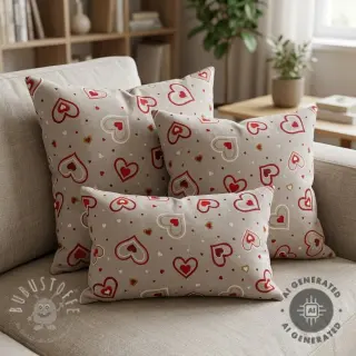 Dekostoff Linenlook Sweet heart joy