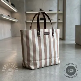 Dekostoff Linenlook Joyful basic stripe taupe