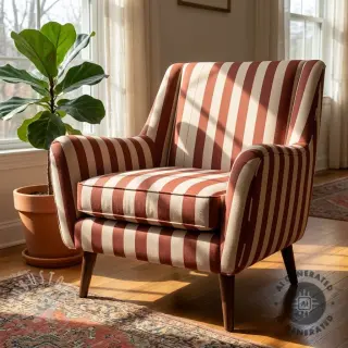 Dekostoff Linenlook Joyful basic stripe terra
