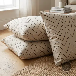 Dekostoff Linenlook Freehand zigzag lines