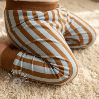 Sweatstoff Stripes by JENNIFER BOURON blue brown ORGANIC