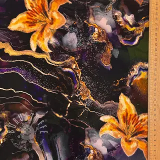 Damenstoffe PUNTA DI ROMA Flowers black digital print