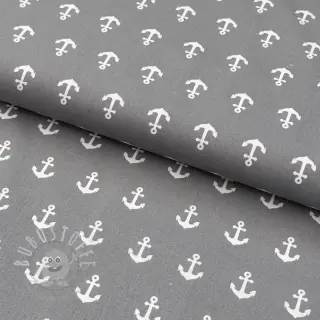 Baumwollstoff Anchors grey
