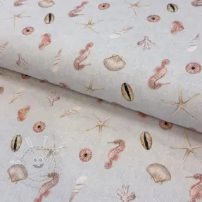 Dekostoff Shells linen ecru digital print