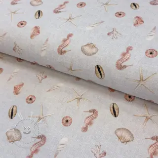 Dekostoff Shells linen ecru digital print
