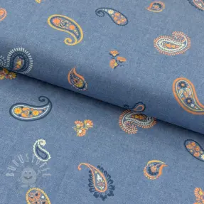 Baumwollstoff JEANS Paisley blue shadow