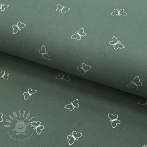Feincord GLITTER Butterflies sage