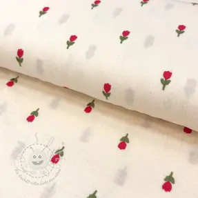 Double gauze/musselin EMBROIDERY Flowers natural