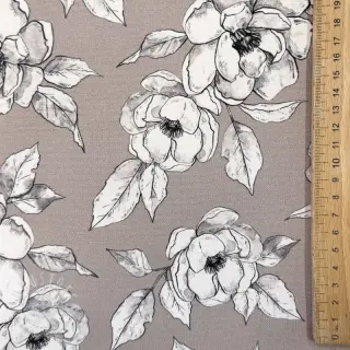 Dekostoff Flowers taupe digital print