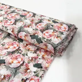 Viskosestoff POPLIN STRETCH My flowers green digital print