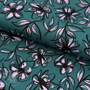 Spoločenské a dámske látky PUNTA DI ROMA Flowers blue digital print