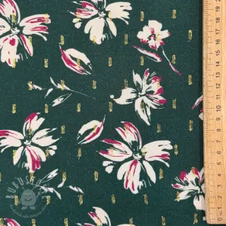 Viskosestoff LUREX Flowers dark emerald