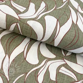 Leinen mit Baumwolle WASHED Abstract olive