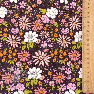 Sweatstoff Tiny flowers dark purple