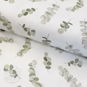 Dekostoff Eucalyptus white green digital print