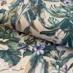 Dekostoff Banana leaves linen digital print