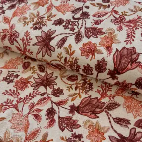 Jersey Baumwoll-Leinen Flowers cognac digital print