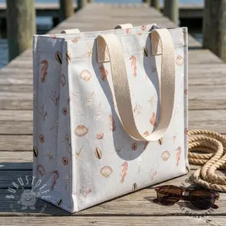 Dekostoff Shells linen ecru digital print
