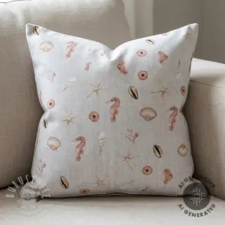 Dekostoff Shells linen ecru digital print