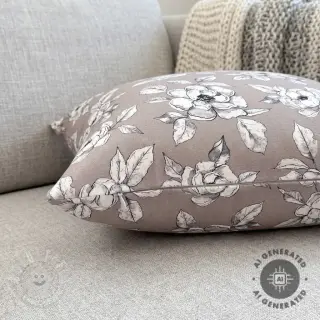 Dekostoff Flowers taupe digital print
